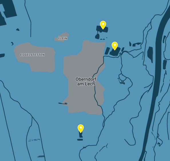 Karte der Vereinsweiher von Oberndorf am Lech